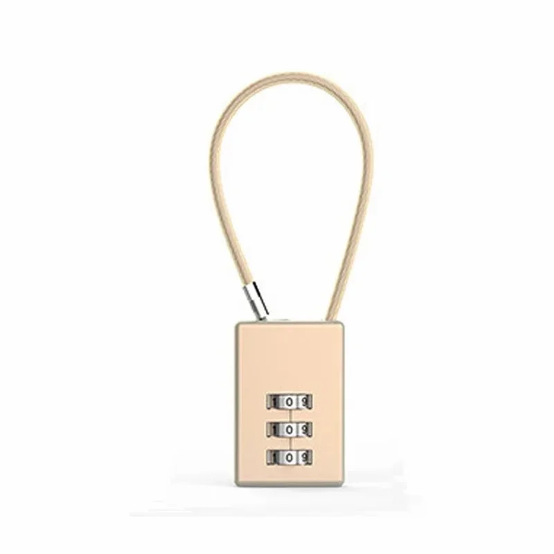 02U 3 Digit Combination Travel Cable Lock Zinc Alloy 135mm Small Mini Code Lock - Gold