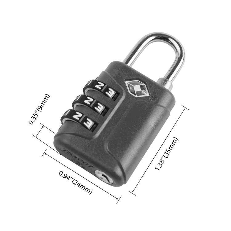 01ST TSA-zugelassene Gepäckschlösser aus Zinklegierung, 3-stelliges rücksetzbares Sicherheitskombinationsschloss - Grün