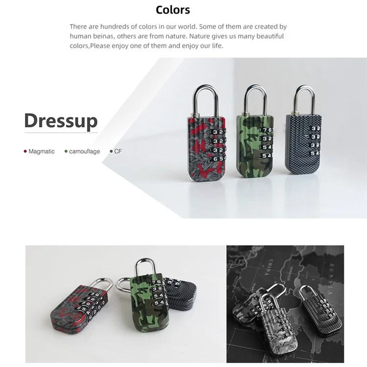 02H4 4-Digit Security Padlock Zinc Alloy Code Lock for Travel Suitcases Luggage - Camouflage