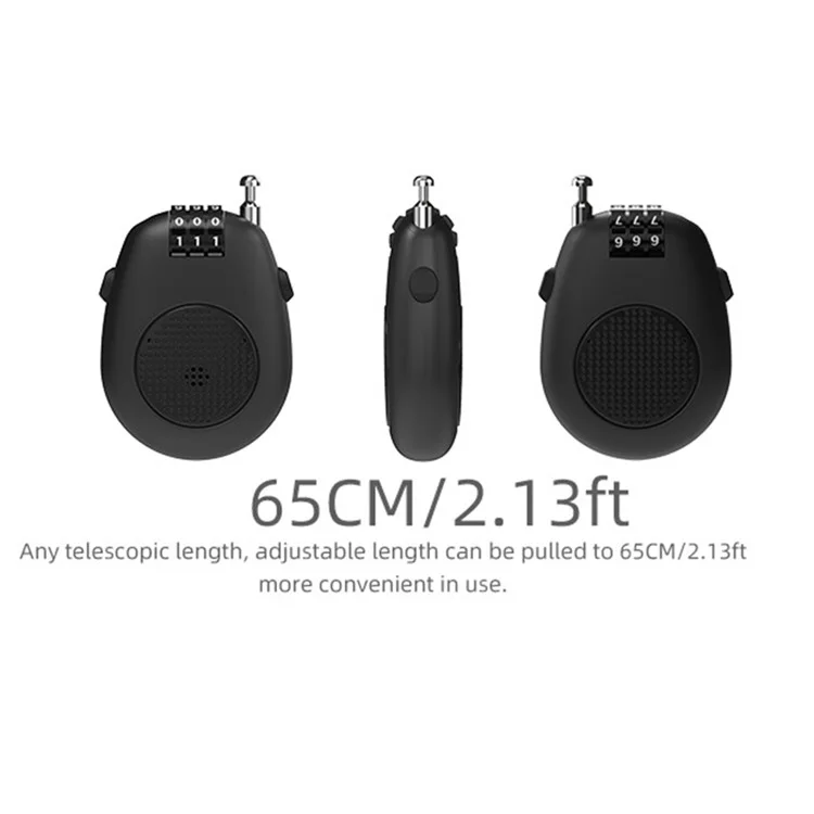 P40 Travel Luggage, Car, Snowmobile, Motorcycle Helmet Honeycomb Mesh Retractable Steel Wire Lock - Black