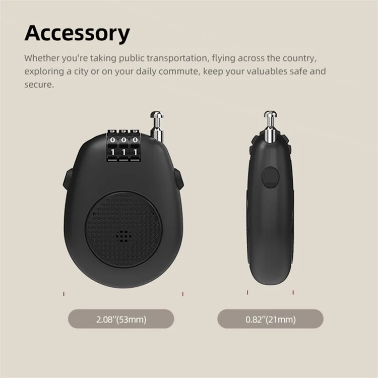 P40 Travel Luggage, Car, Snowmobile, Motorcycle Helmet Honeycomb Mesh Retractable Steel Wire Lock - Black