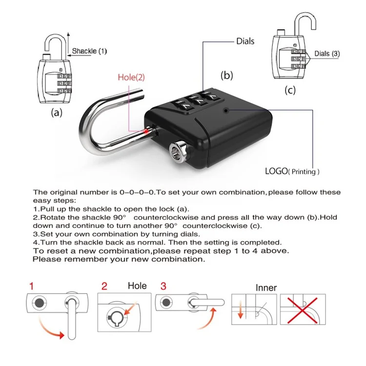 803A 3-digit Combination Lock Mini Password Padlock for Cabinet Suitcase Schoolbag - Beige Grey