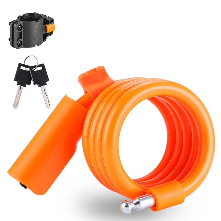 WEST BIKING YP0705100 115cm Extendable Steel Cable Anti-theft Bicycle Lock - Orange