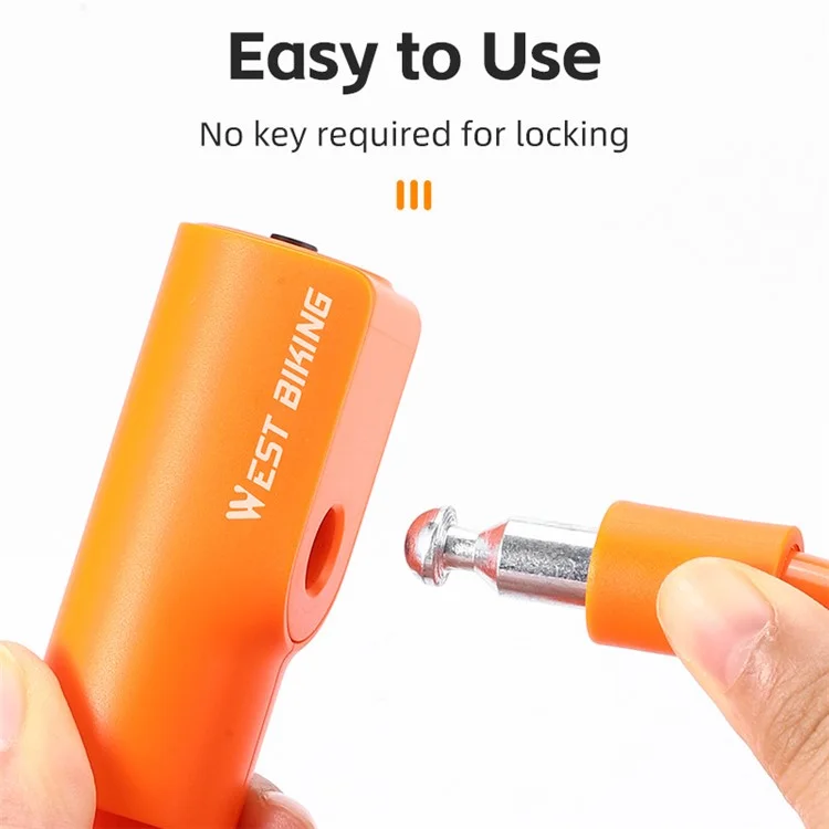 WEST BIKING YP0705100 115cm Extendable Steel Cable Anti-theft Bicycle Lock - Orange