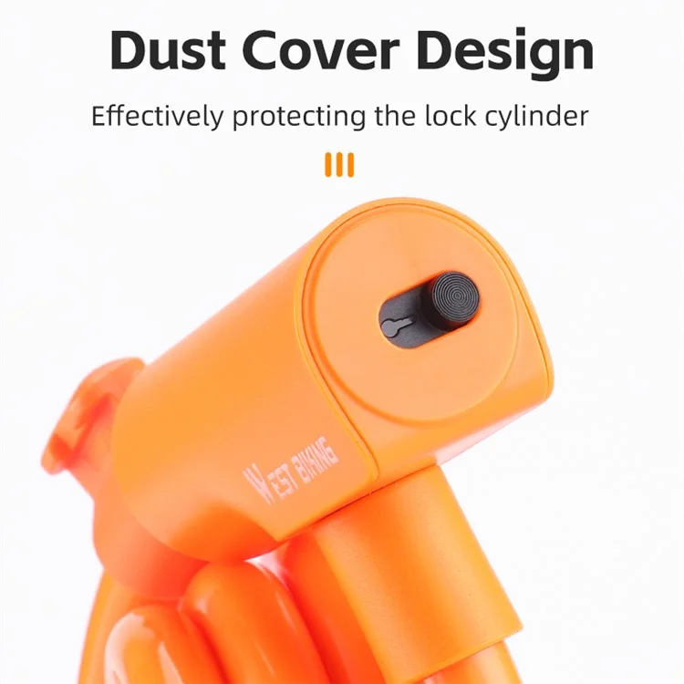 WEST BIKING YP0705100 115cm Extendable Steel Cable Anti-theft Bicycle Lock - Orange