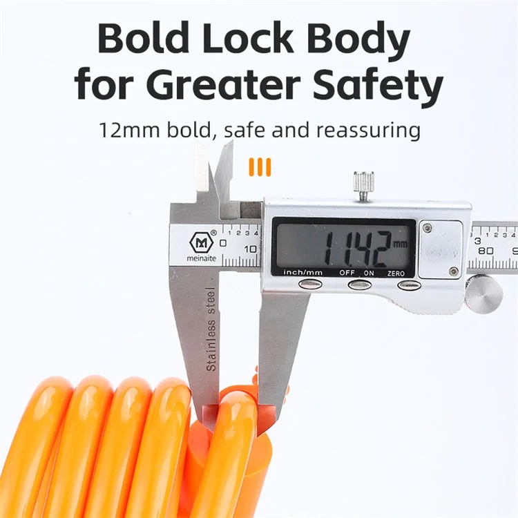 WEST BIKING YP0705100 115cm Extendable Steel Cable Anti-theft Bicycle Lock - Orange