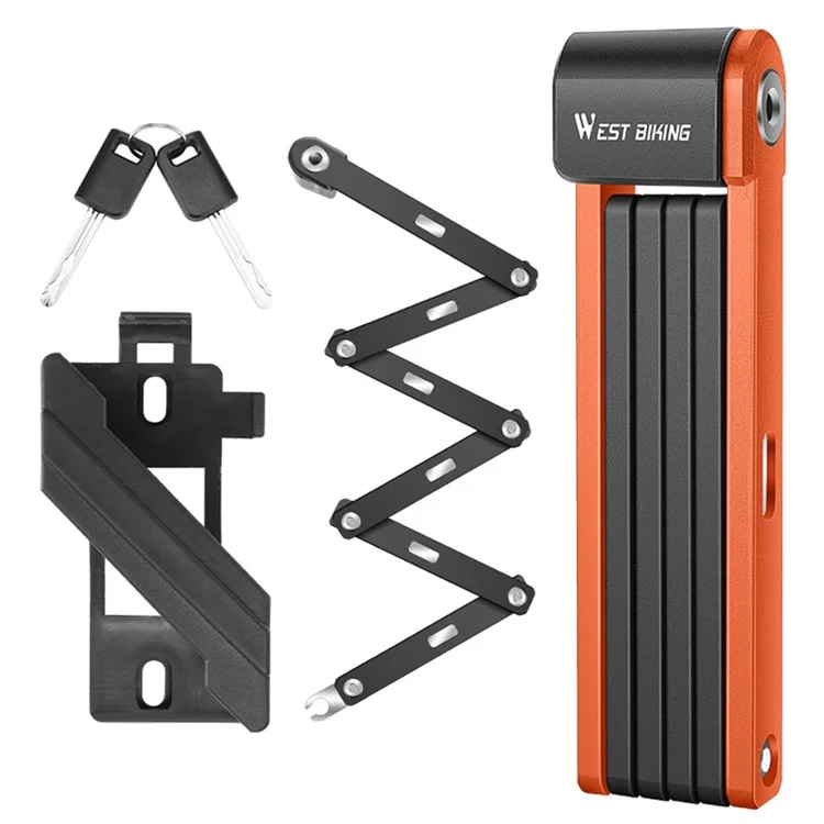 WEST BIKING 80cm Portable 6-section Folding Anti-theft Lock for Bike / Motorcycle - Orange