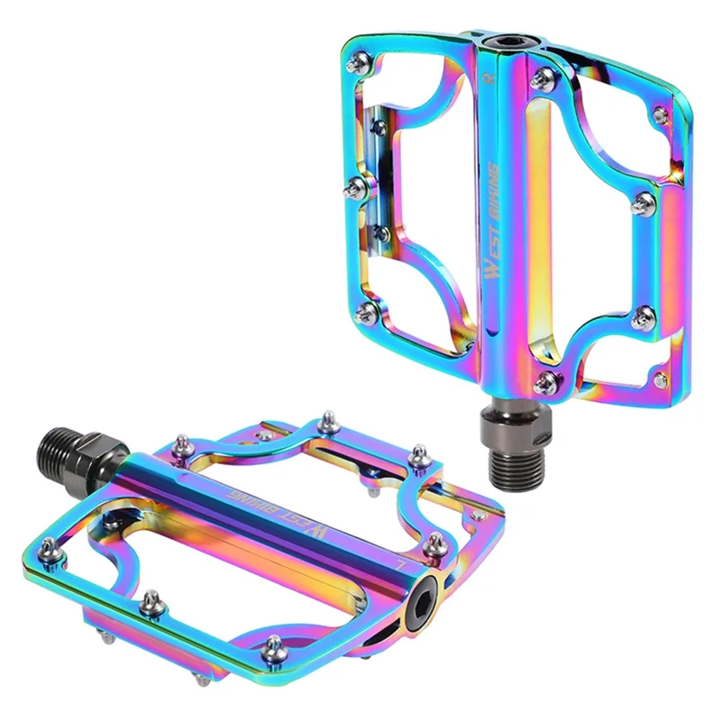 WEST BIKING YP0802081 Pedali per bicicletta antiscivolo e colorati 3 cuscinetti ultra-leggeri per MTB e bici da strada 