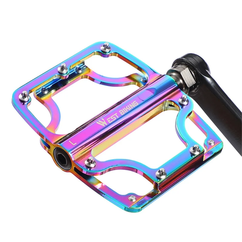 WEST BIKING YP0802081 Pedali per bicicletta antiscivolo e colorati 3 cuscinetti ultra-leggeri per MTB e bici da strada 