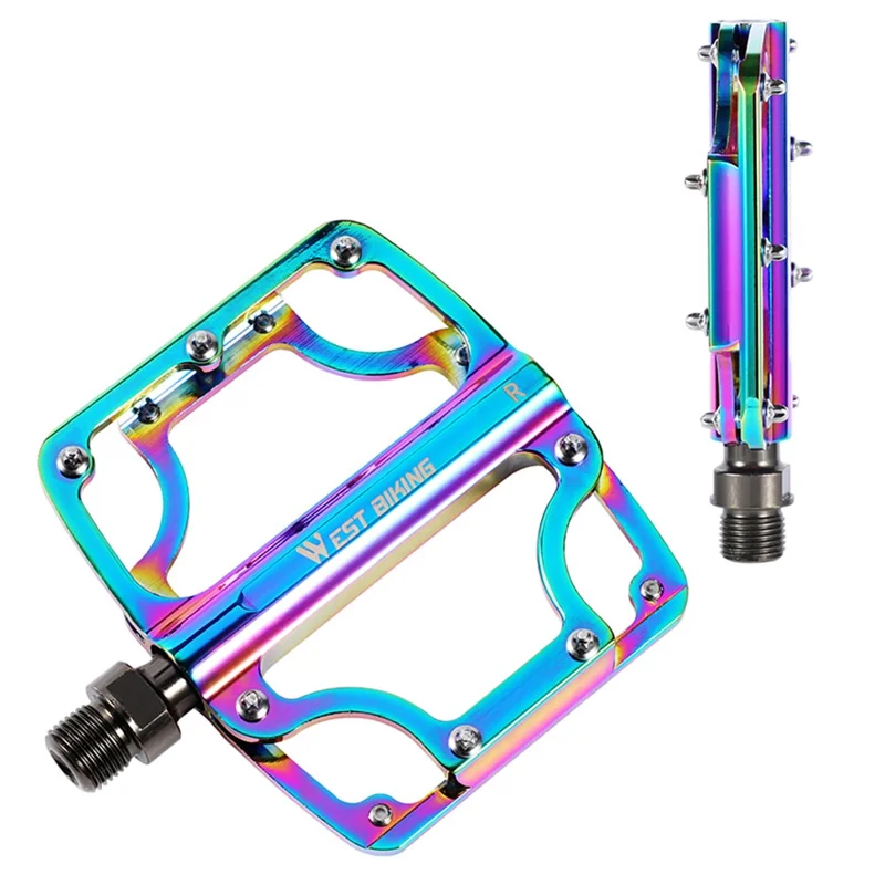 WEST BIKING YP0802081 Pedali per bicicletta antiscivolo e colorati 3 cuscinetti ultra-leggeri per MTB e bici da strada 