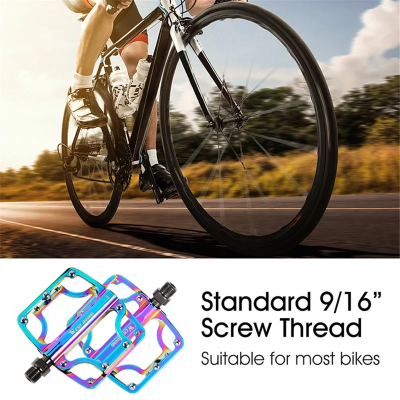 WEST BIKING YP0802081 Pedali per bicicletta antiscivolo e colorati 3 cuscinetti ultra-leggeri per MTB e bici da strada 