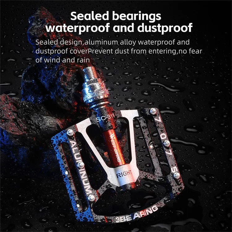 WEST BIKING YP0802121 1 Pair Aluminum Alloy Quick Release 3 Bearing Bicycle Pedal - Black
