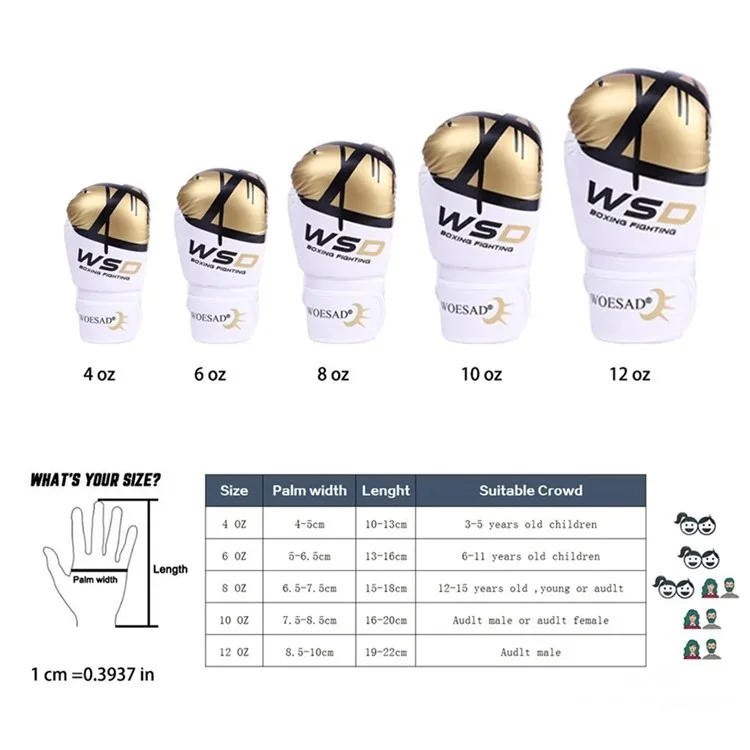 Wosweir Bo0027 1 Paire 4 oz Gants de Formation de Boxe de Combat Gants Pour Les Enfants de 3 à 5 Ans - Noir / or