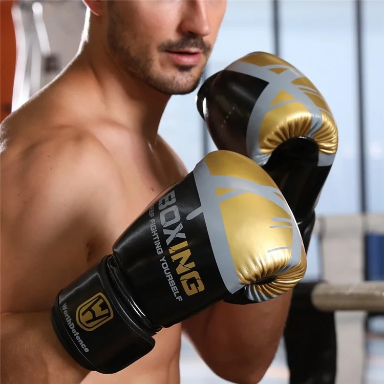 Wosweir Ha0189 1 Paire 8oz Gants de Boxe Gants de Kickboxing Gants Pour Les Adolescents Âgés de 12 à 15 Ans - Noir / or