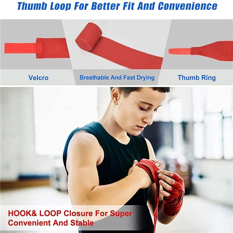 Wosweir HA0191 2pcs 3m Boxing Hand Wrap - Rot