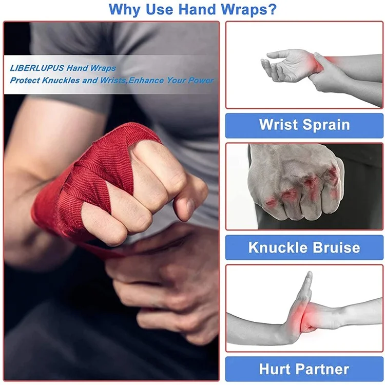 Wosweir HA0191 2pcs 3m Boxing Hand Wrap - Rot