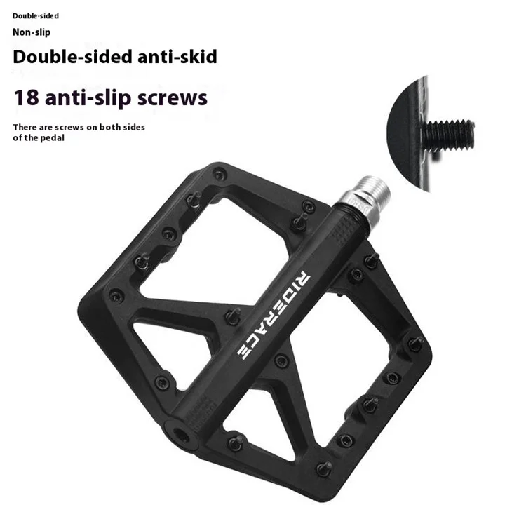 Riderace RR9378 Pédales de Vélo Scellées Pédales de Vélo en Nylon Haute Résistance Avec Épingles Antidérapantes - Noir