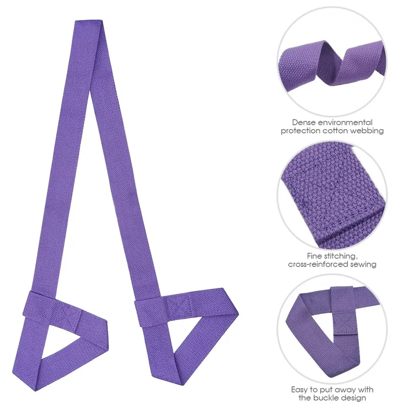 JH8747 Yoga Mat Strap Sling Cotton Adjustable Yoga Pad Carrier, 160x3.8cm - Black
