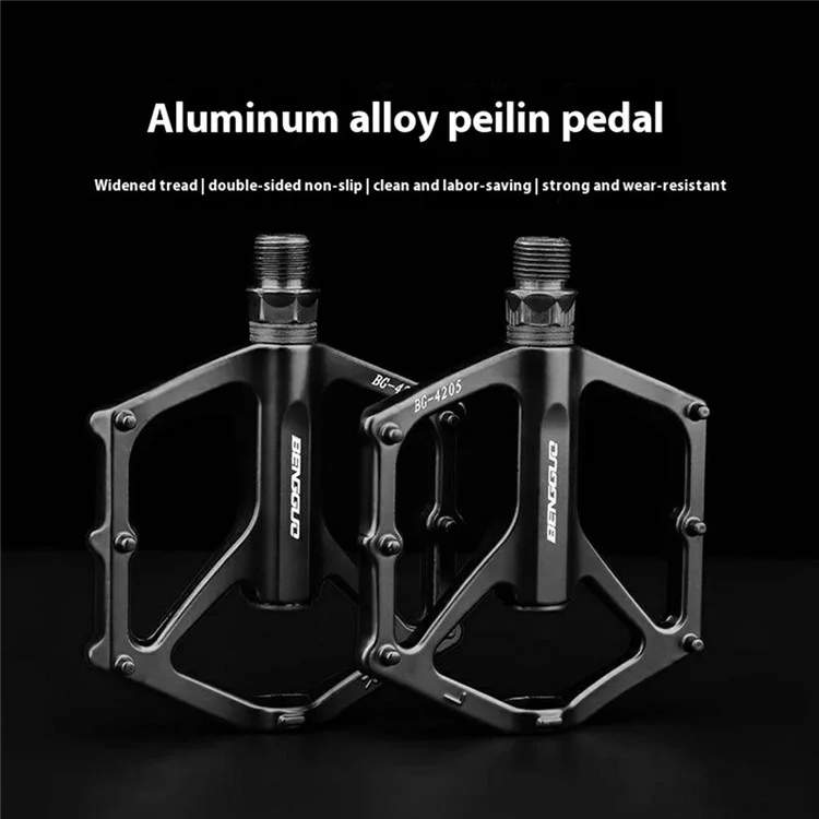 BENGGUO BG-4205 1 Paar Straßenrad-Aluminiumlegierung Breit Pedale Kugellager Rutschfeste Fahrradpedale