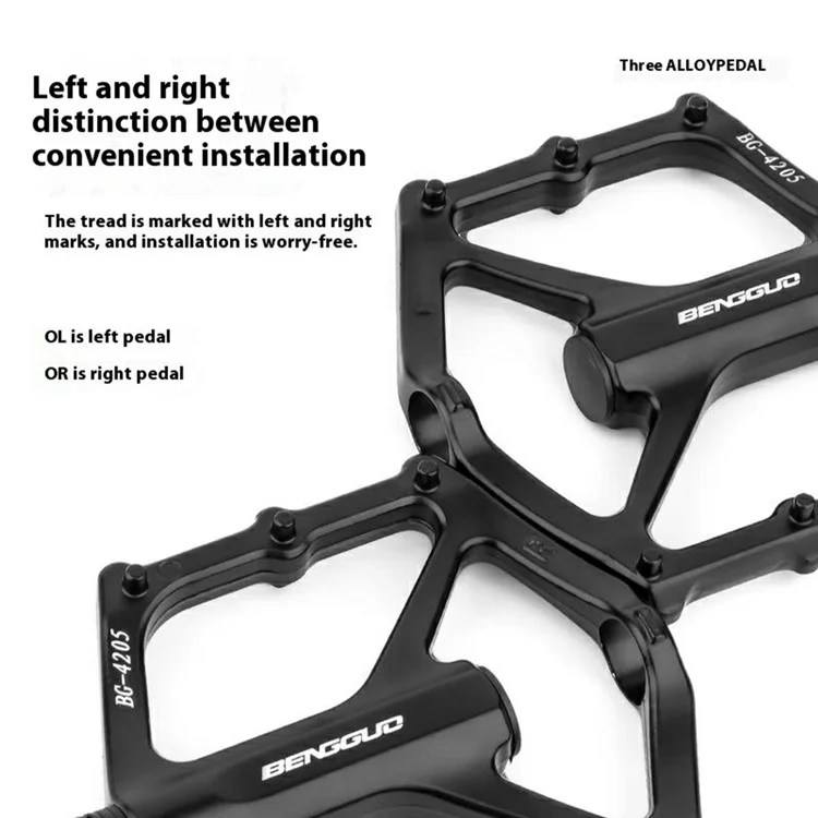 BENGGUO BG-4205 1 Paar Straßenrad-Aluminiumlegierung Breit Pedale Kugellager Rutschfeste Fahrradpedale