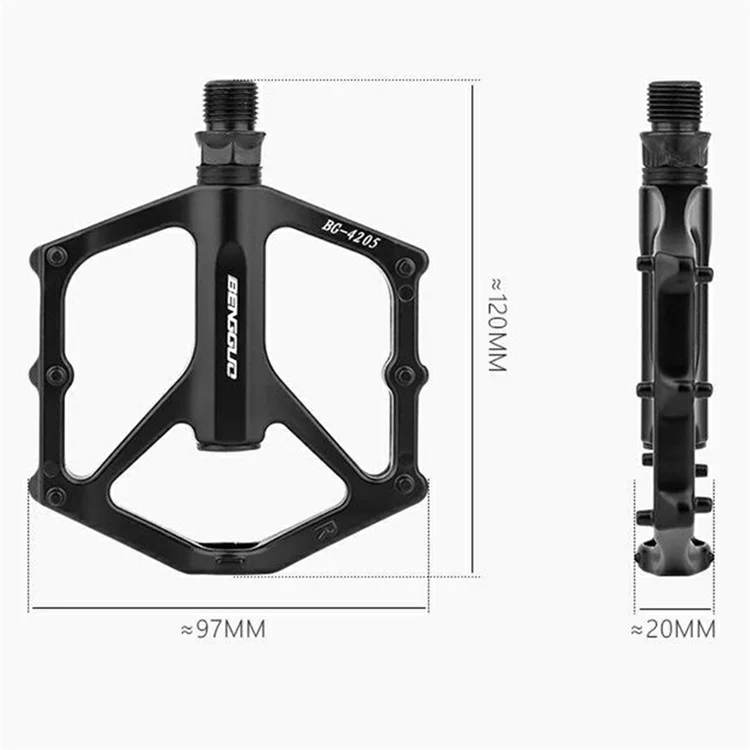BENGGUO BG-4205 1 Paar Straßenrad-Aluminiumlegierung Breit Pedale Kugellager Rutschfeste Fahrradpedale