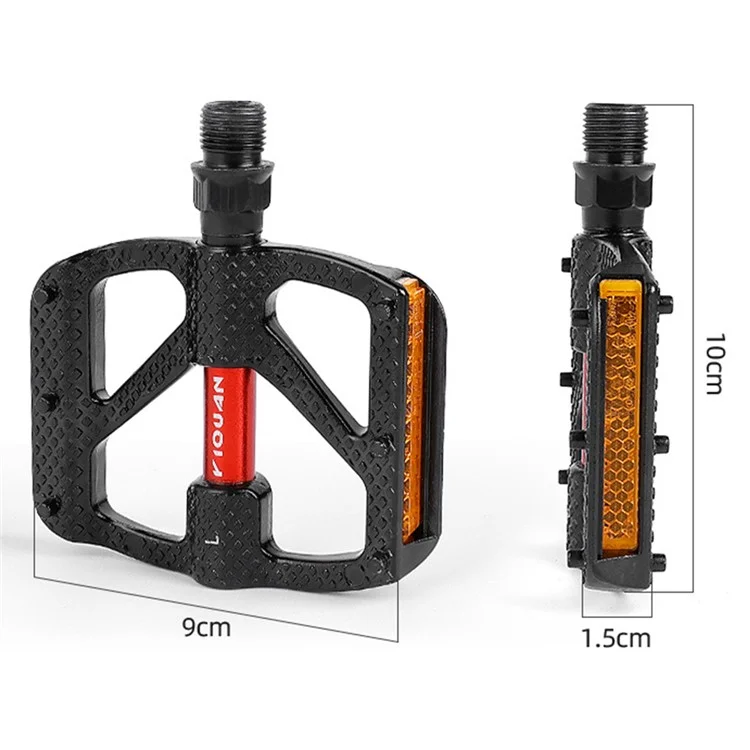 YIQUAN 10EE0065 Aluminum Alloy Anti Slip Double DU Bearing Bicycle Pedals for Mountain Road Bike