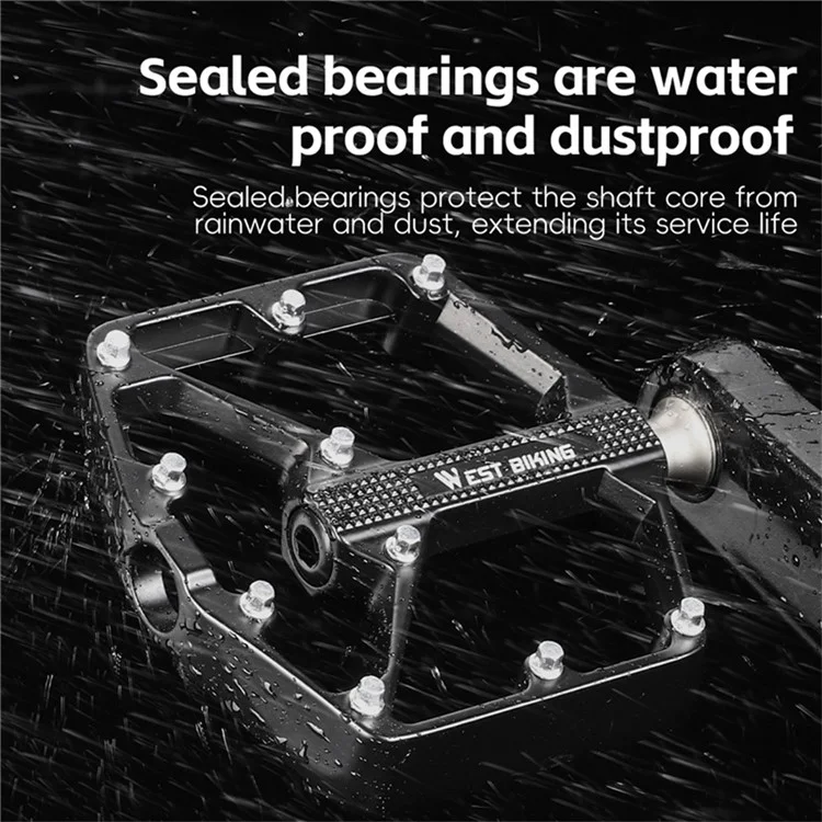 WEST BIKING YP0802131 1 Pair Bike Pedals Aluminum Alloy Triple Bearing Cycling Pedals for Mountain Road Bikes
