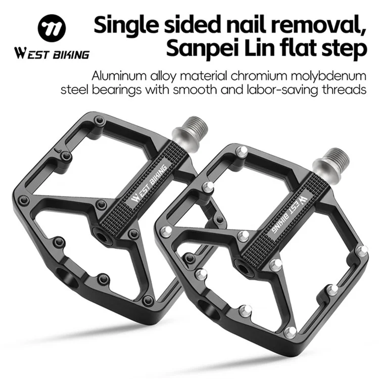 WEST BIKING YP0802131 1 Pair Bike Pedals Aluminum Alloy Triple Bearing Cycling Pedals for Mountain Road Bikes