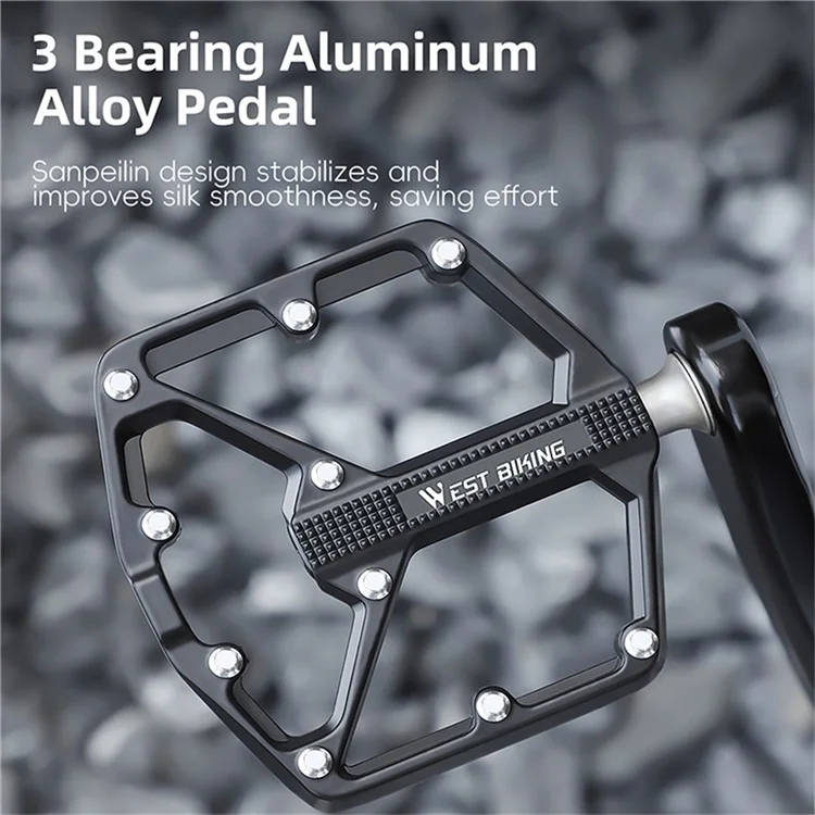 WEST BIKING YP0802131 1 Pair Bike Pedals Aluminum Alloy Triple Bearing Cycling Pedals for Mountain Road Bikes