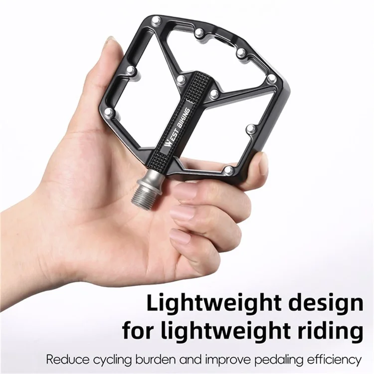 WEST BIKING YP0802131 1 Pair Bike Pedals Aluminum Alloy Triple Bearing Cycling Pedals for Mountain Road Bikes