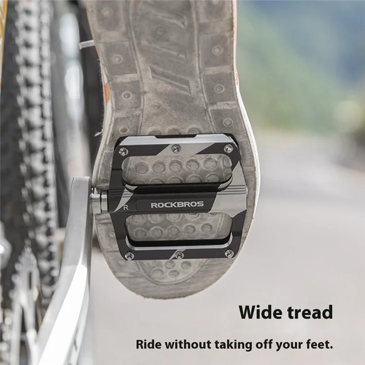 ROCKBROS K306 1 Pair Mountain Bike Pedals Sealed Bearing Anti Slip Cycling Pedals for Road Bicycle - Black