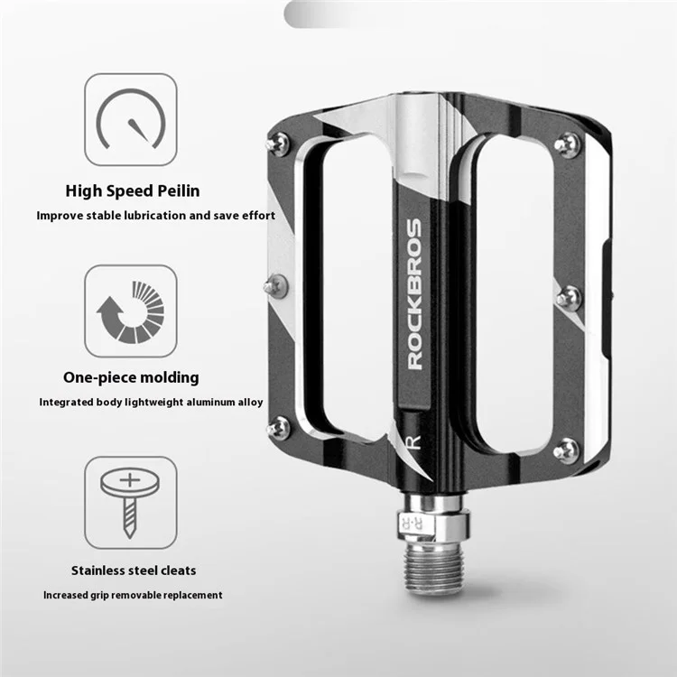 ROCKBROS K306 1 Pair Mountain Bike Pedals Sealed Bearing Anti Slip Cycling Pedals for Road Bicycle - Black