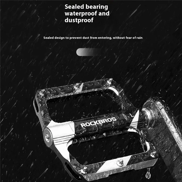 ROCKBROS K306 1 Pair Mountain Bike Pedals Sealed Bearing Anti Slip Cycling Pedals for Road Bicycle - Black