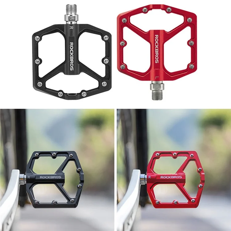 ROCKBROS K306 1 Pair Mountain Bike Pedals Sealed Bearing Anti Slip Cycling Pedals for Road Bicycle - Black