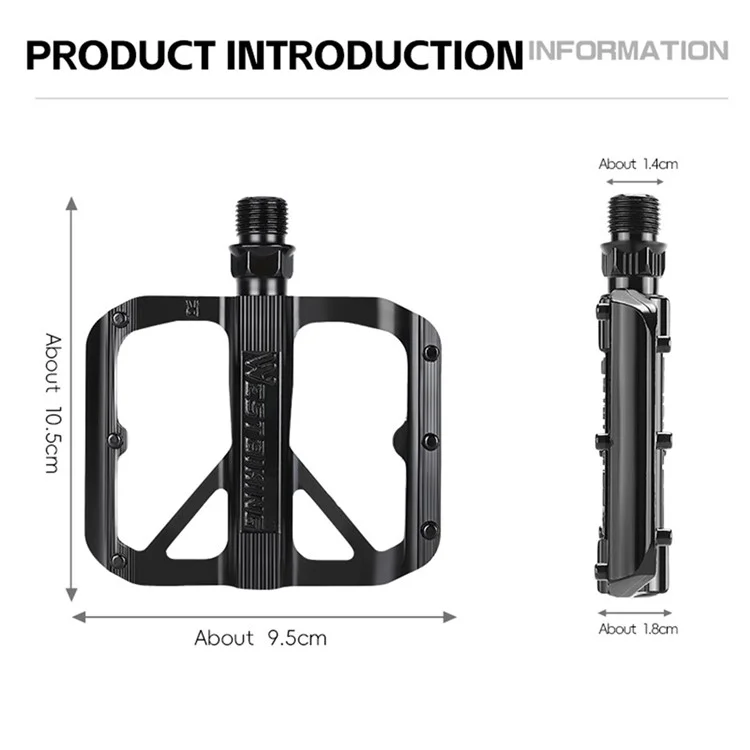WEST BIKING YP0802126 1 Pair Bike Pedals Triple Bearing Aluminum Alloy MTB Bicycle Foot Pedals