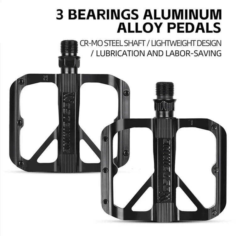 WEST BIKING YP0802126 1 Pair Bike Pedals Triple Bearing Aluminum Alloy MTB Bicycle Foot Pedals