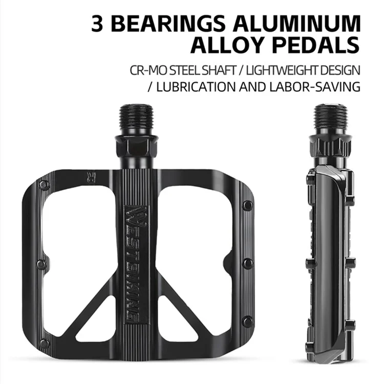 WEST BIKING YP0802126 1 Pair Bike Pedals Triple Bearing Aluminum Alloy MTB Bicycle Foot Pedals