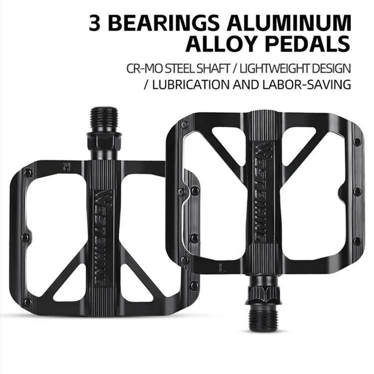 WEST BIKING YP0802126 1 Pair Bike Pedals Triple Bearing Aluminum Alloy MTB Bicycle Foot Pedals
