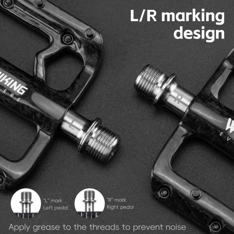 WEST BIKING YP0802132 1 Pair Carbon Fiber Pedals Titanium Alloy Spindle Road Folding Bicycle Ultralight Pedals