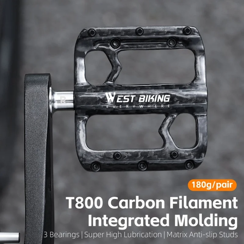 WEST BIKING YP0802132 1 Pair Carbon Fiber Pedals Titanium Alloy Spindle Road Folding Bicycle Ultralight Pedals