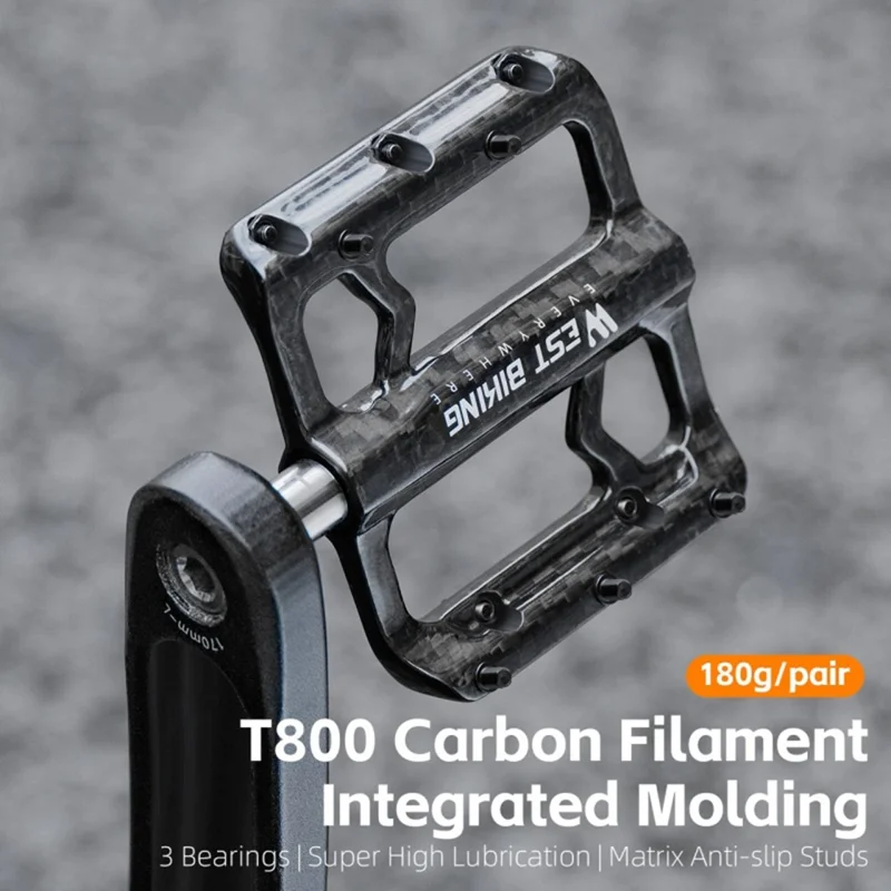 WEST BIKING YP0802132 1 Pair Carbon Fiber Pedals Titanium Alloy Spindle Road Folding Bicycle Ultralight Pedals