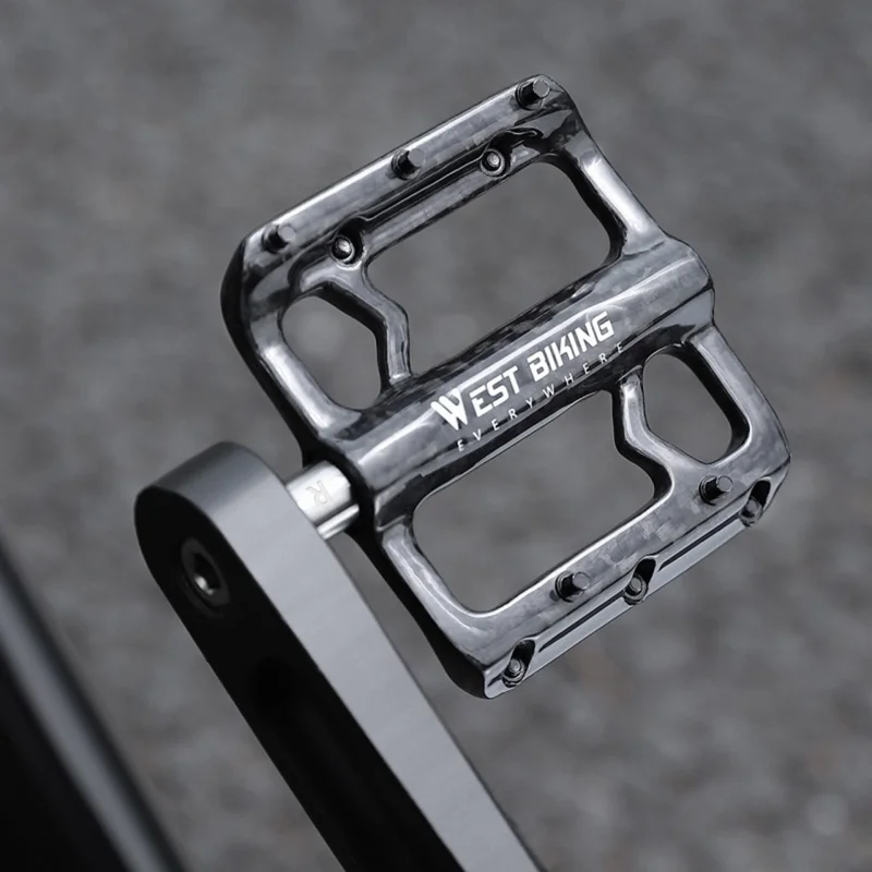WEST BIKING YP0802132 1 Pair Carbon Fiber Pedals Titanium Alloy Spindle Road Folding Bicycle Ultralight Pedals
