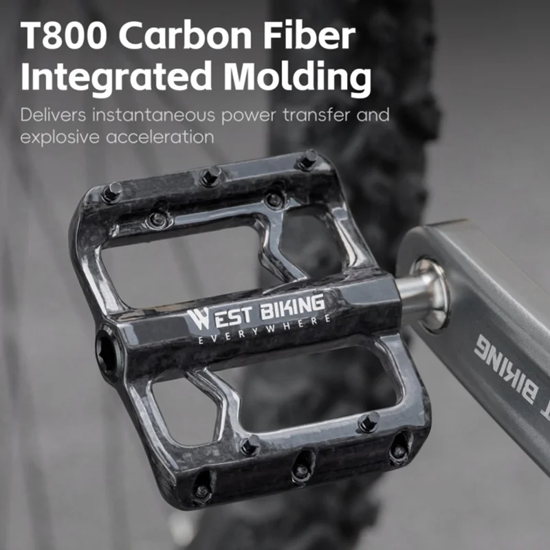 WEST BIKING YP0802132 1 Pair Carbon Fiber Pedals Titanium Alloy Spindle Road Folding Bicycle Ultralight Pedals