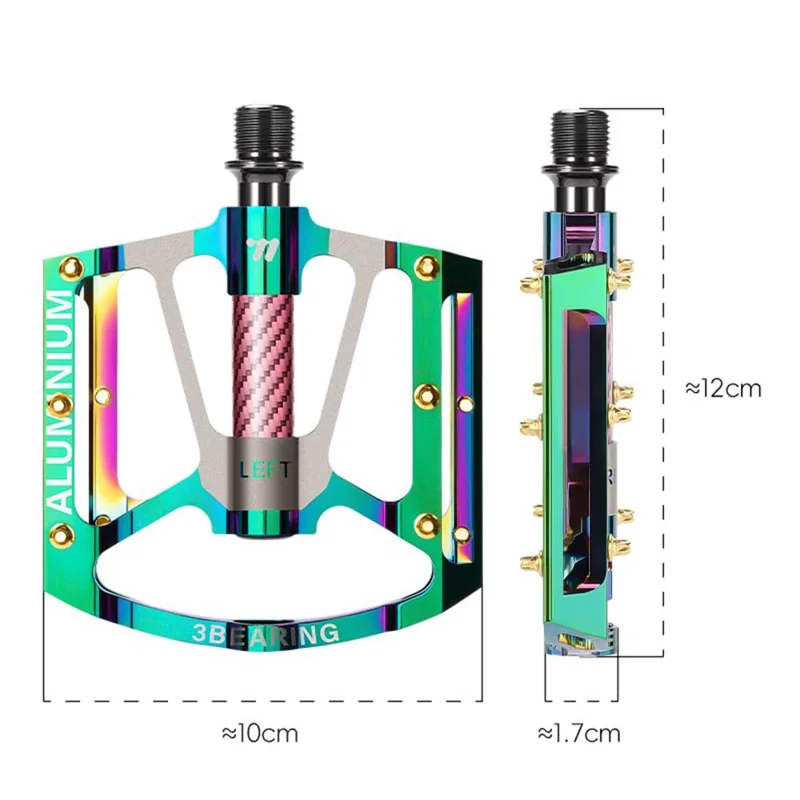 WEST BIKING 1 Paire de Pédales de Vélo de Route de Montagne en Alliage d'Aluminium avec Triple Roulement Électroplaqué - Vert