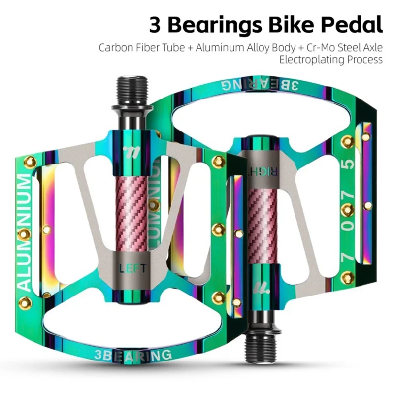 WEST BIKING 1 Paire de Pédales de Vélo de Route de Montagne en Alliage d'Aluminium avec Triple Roulement Électroplaqué - Vert