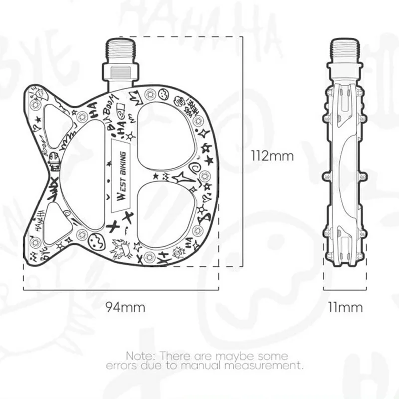 WEST BIKING YP0802137 Pedales de Bicicleta de Aleación de Aluminio con Cojinetes Sellados Triples Antideslizantes - Púrpura Fluorescente