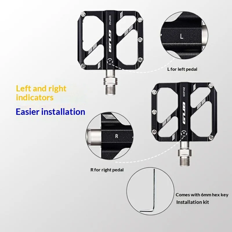 GUB GC071 GZ 1 paar pedalen van aluminiumlegering met antislip en drie lagers, inclusief inbussleutel voor mountainbike / racefiets - groen