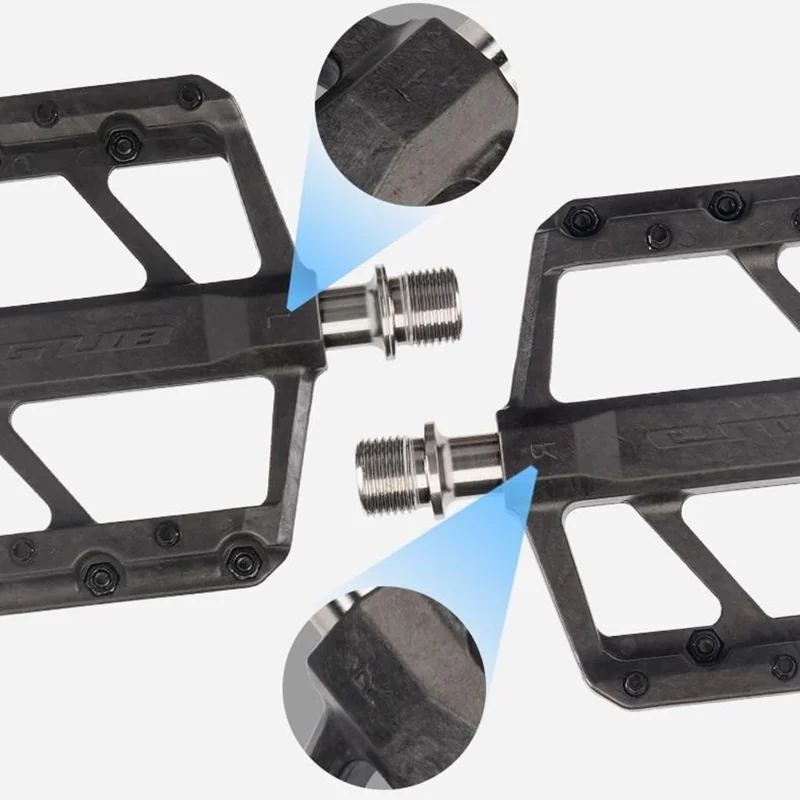 Pédales de vélo GUB GC072 avec axe en titane, composées de fibres de carbone, pour VTT/vélo de route, avec triple roulement étanche pour l'extérieur