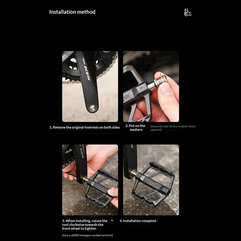 Pédales de vélo GUB GC072 avec axe en titane, composées de fibres de carbone, pour VTT/vélo de route, avec triple roulement étanche pour l'extérieur