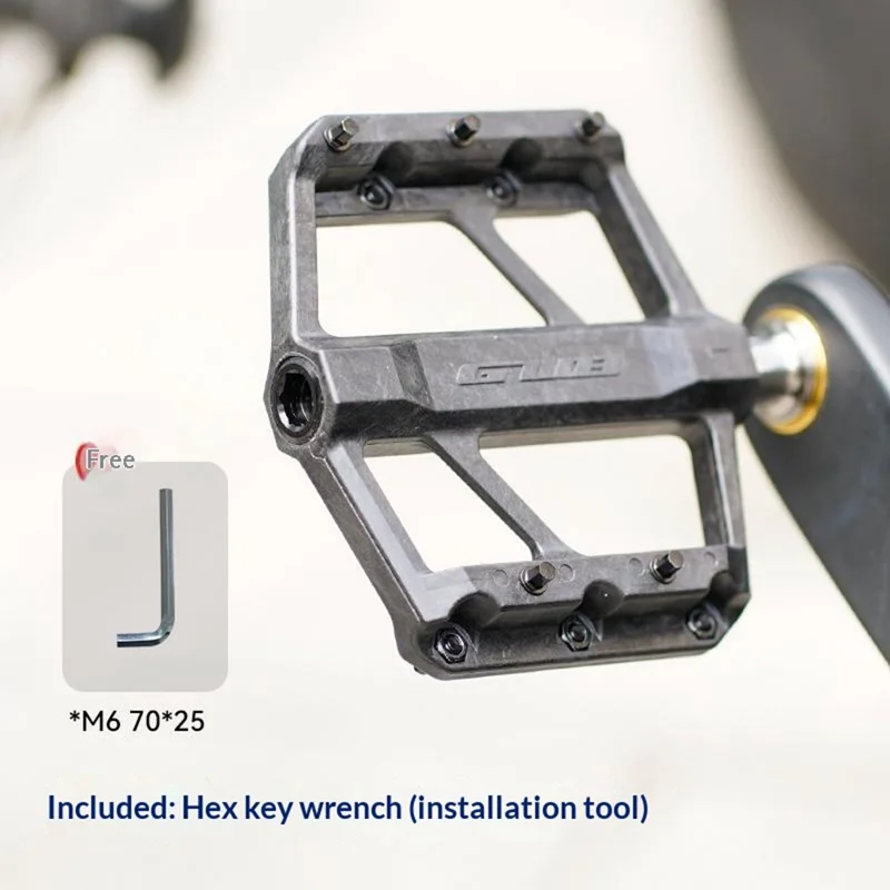 Pédales de vélo GUB GC072 avec axe en titane, composées de fibres de carbone, pour VTT/vélo de route, avec triple roulement étanche pour l'extérieur